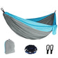 Outdoor hammock with fabric hammock bed and hanging ropes