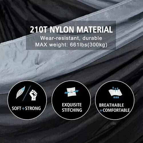 Grey 260x140cm outdoor hammock with caster wheels and side handle rail