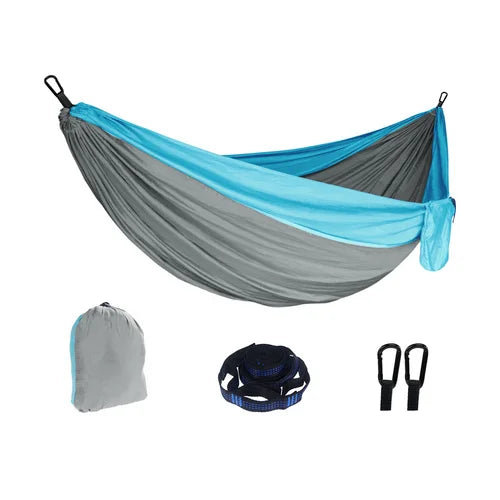 Outdoor hammock with lightweight hammock body and carry pouch