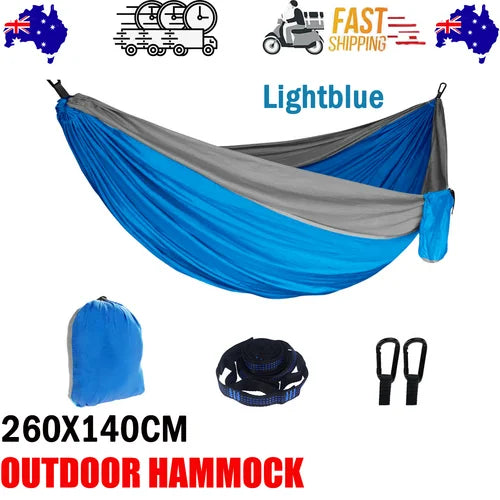 260x140cm outdoor hammock with woven hammock panel and rope loops