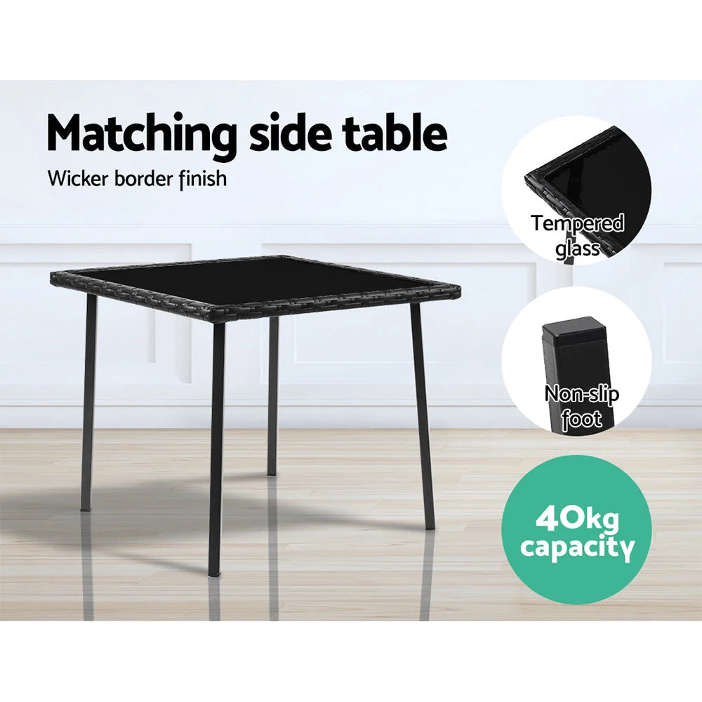 Outdoor Chair Rocking Set 3-Piece - Black - Outdoor