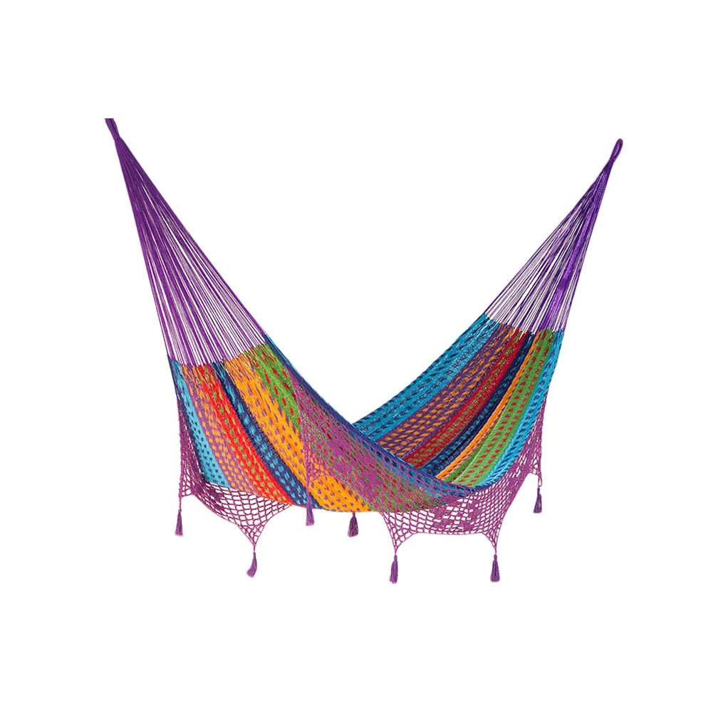 Outdoor Cotton Mayan Legacy Hammock with Hand Crocheted