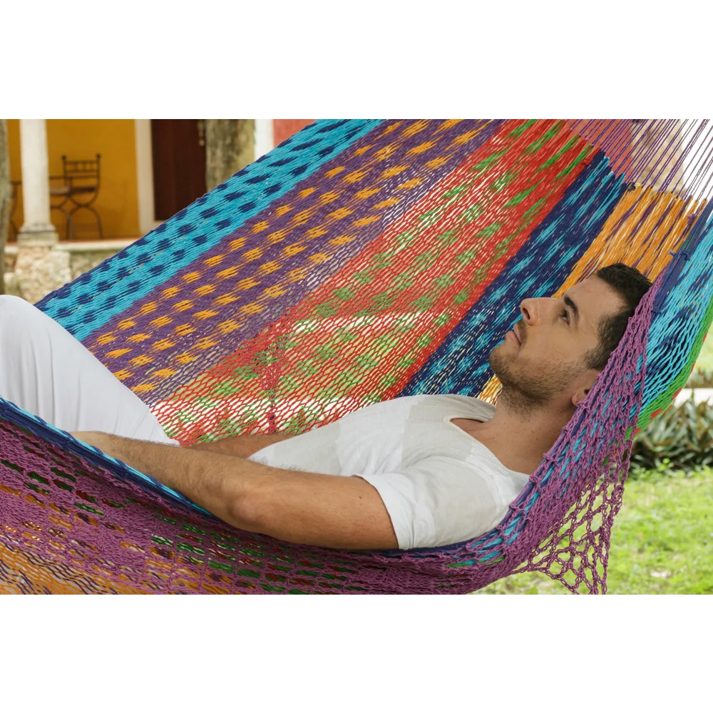 Outdoor Cotton Mayan Legacy Hammock with Hand Crocheted