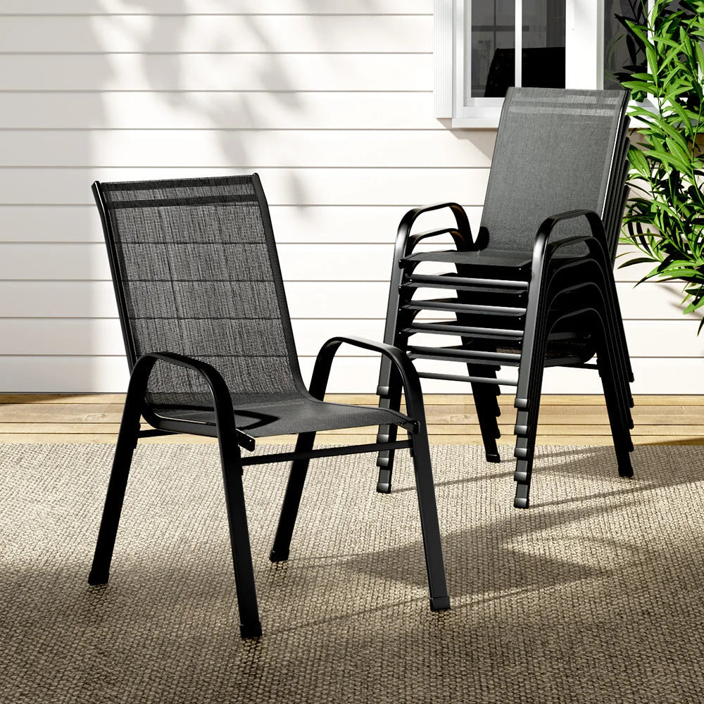 Outdoor Dining Chairs 6PC Stackable Lounge Patio Furniture