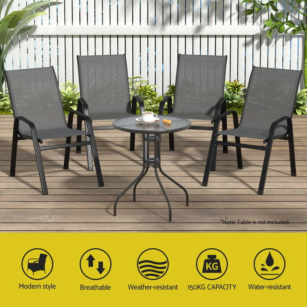 Outdoor Dining Chairs Set 6PC Stackable Lounge Chair Patio