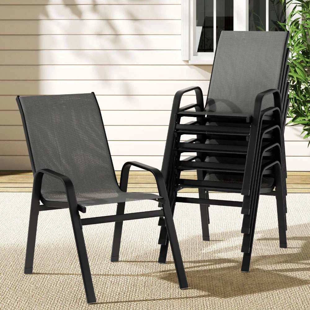 Outdoor Dining Chairs Set 6PC Stackable Lounge Chair Patio