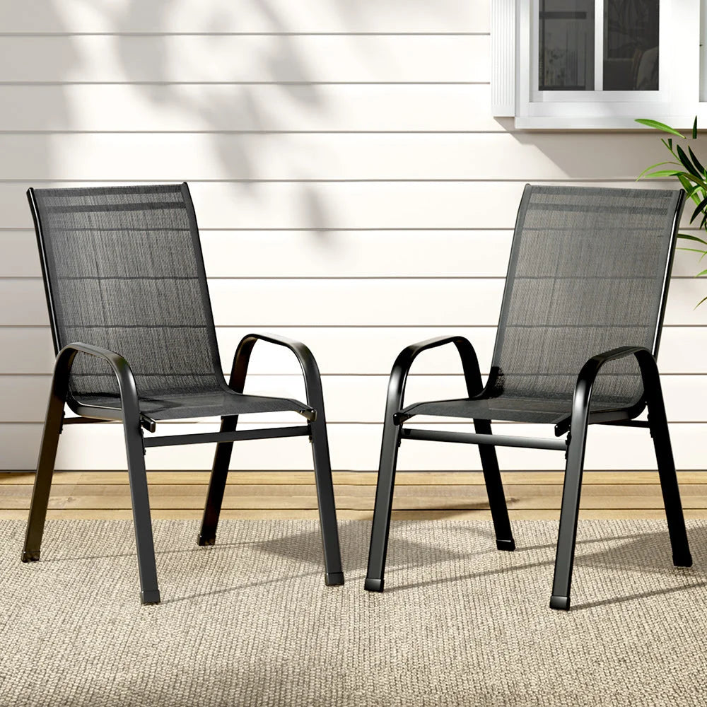 Outdoor Dining Chairs Set of 2 Stackable Lounge Patio