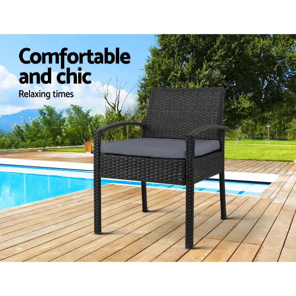 Outdoor Dining Chairs Set of 2 Wicker Patio Garden Lounge