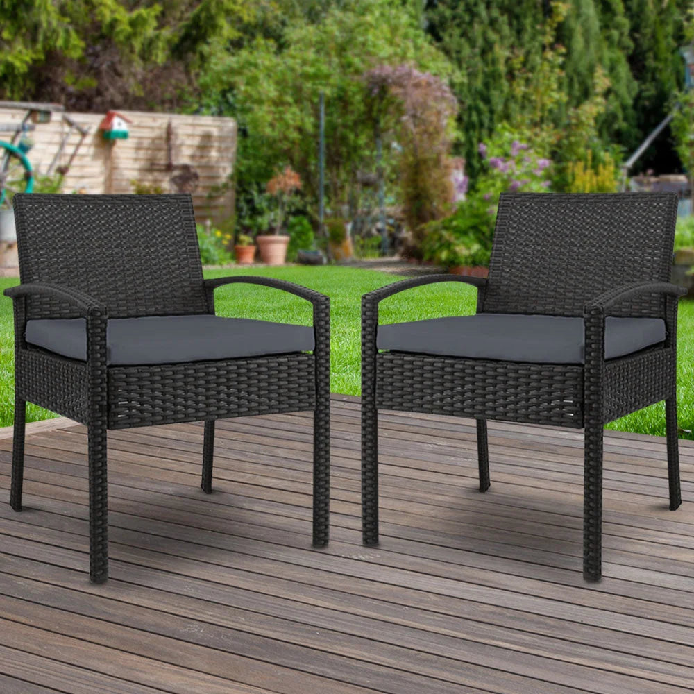 Outdoor Dining Chairs Set of 2 Wicker Patio Garden Lounge