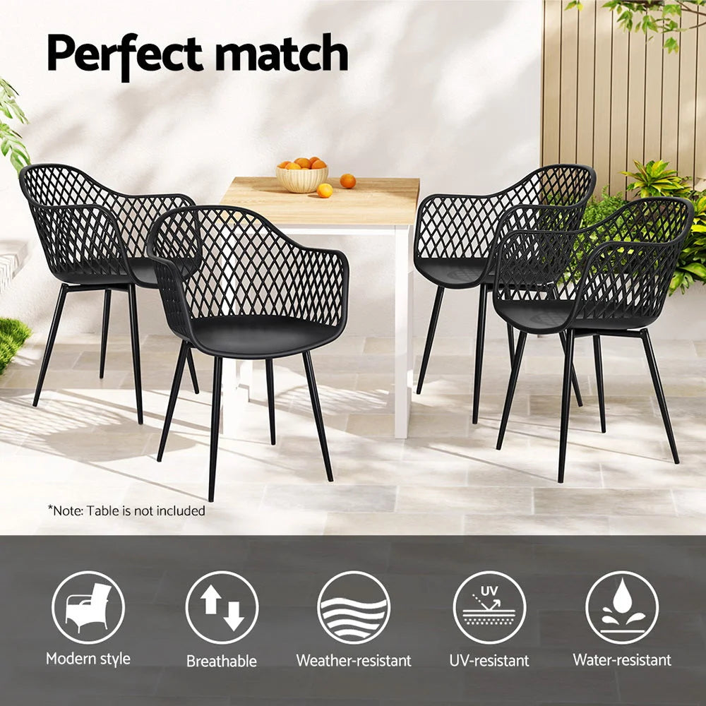 Outdoor Dining Chairs Set of 4 PP Lounge Chairs Patio