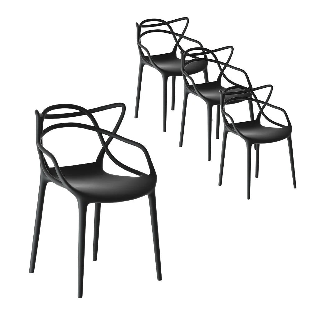 Outdoor Dining Chairs Set of 4 PP Portable Stackable Patio