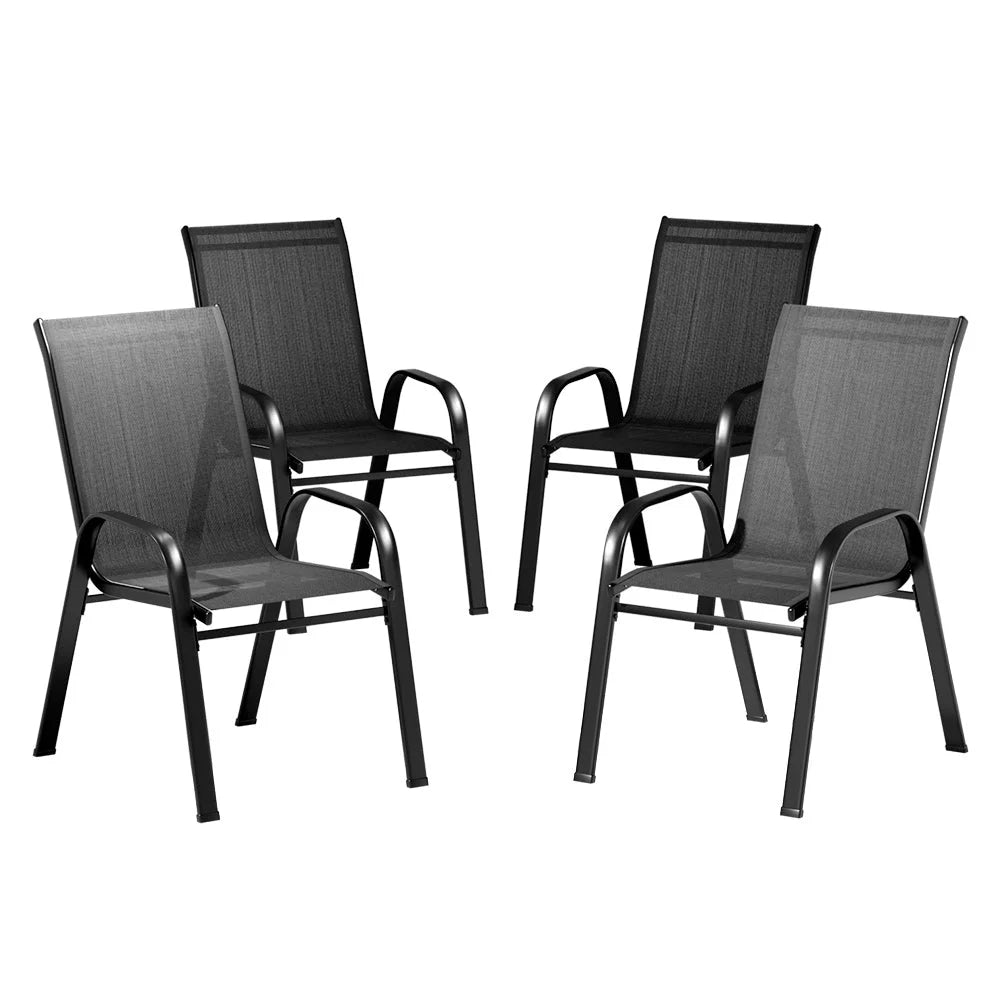 Outdoor Dining Chairs Set of 4 Stackable Lounge Patio