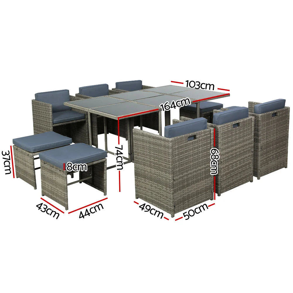 Grey wicker dining table for dining room meals