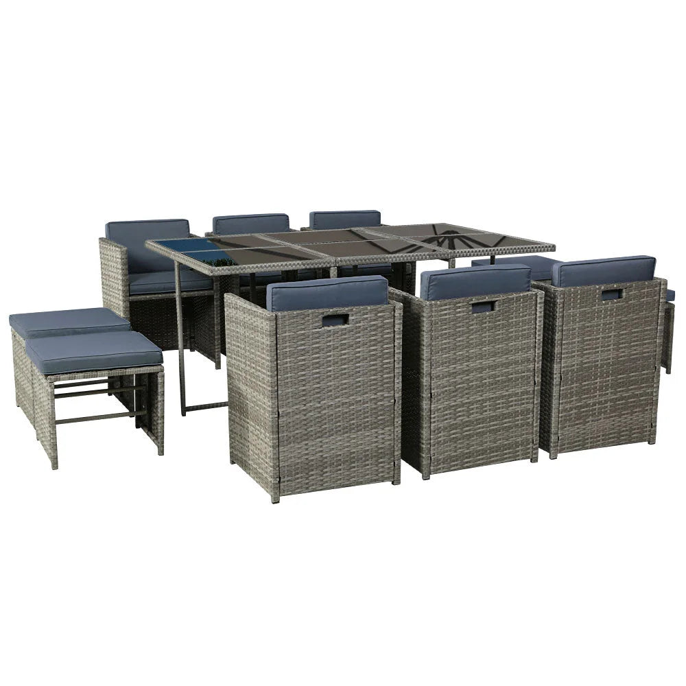 Outdoor Dining Set 11-Piece Wicker Table Chairs Setting