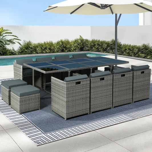 Outdoor Dining Set 13-Piece Wicker Table Chairs Setting