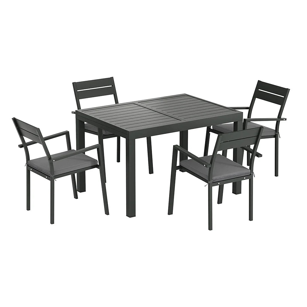 Dining Set 5 Piece Aluminium Extendable Table Setting