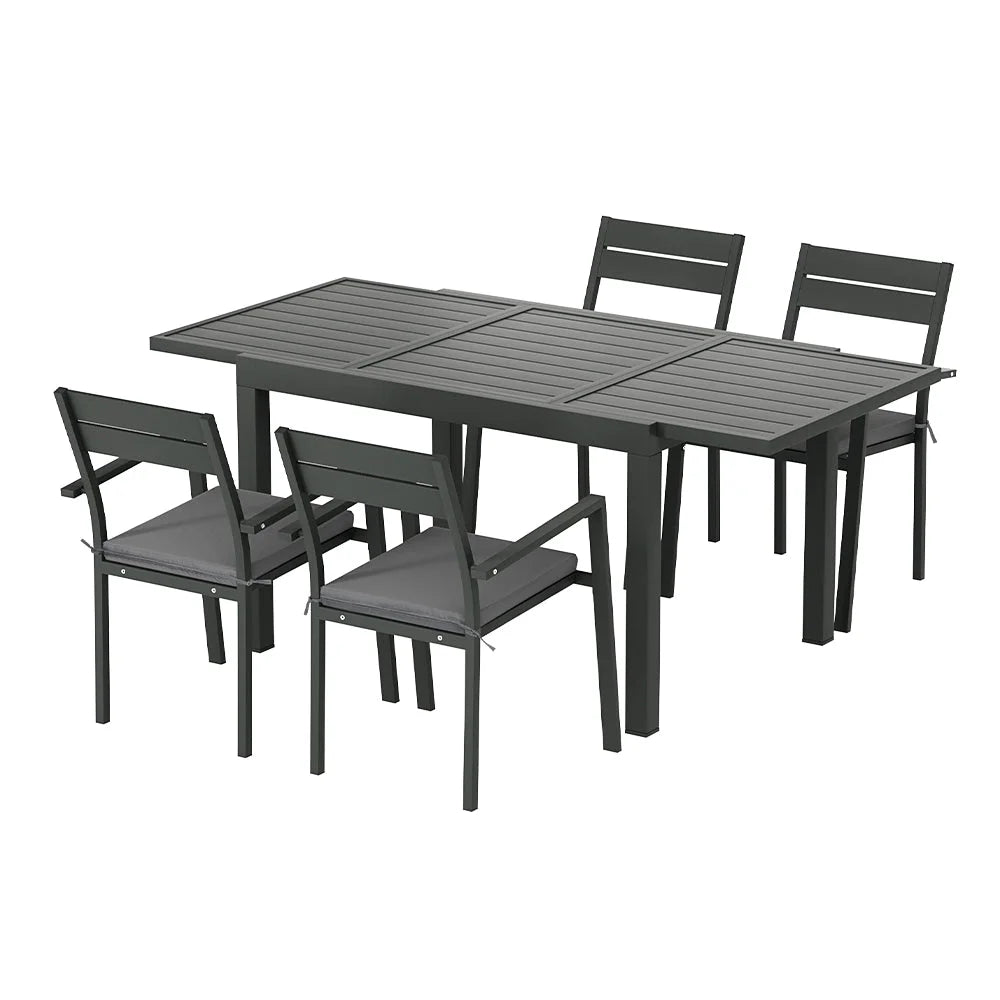 Outdoor Dining Set 5-Piece Aluminium Extendable Table
