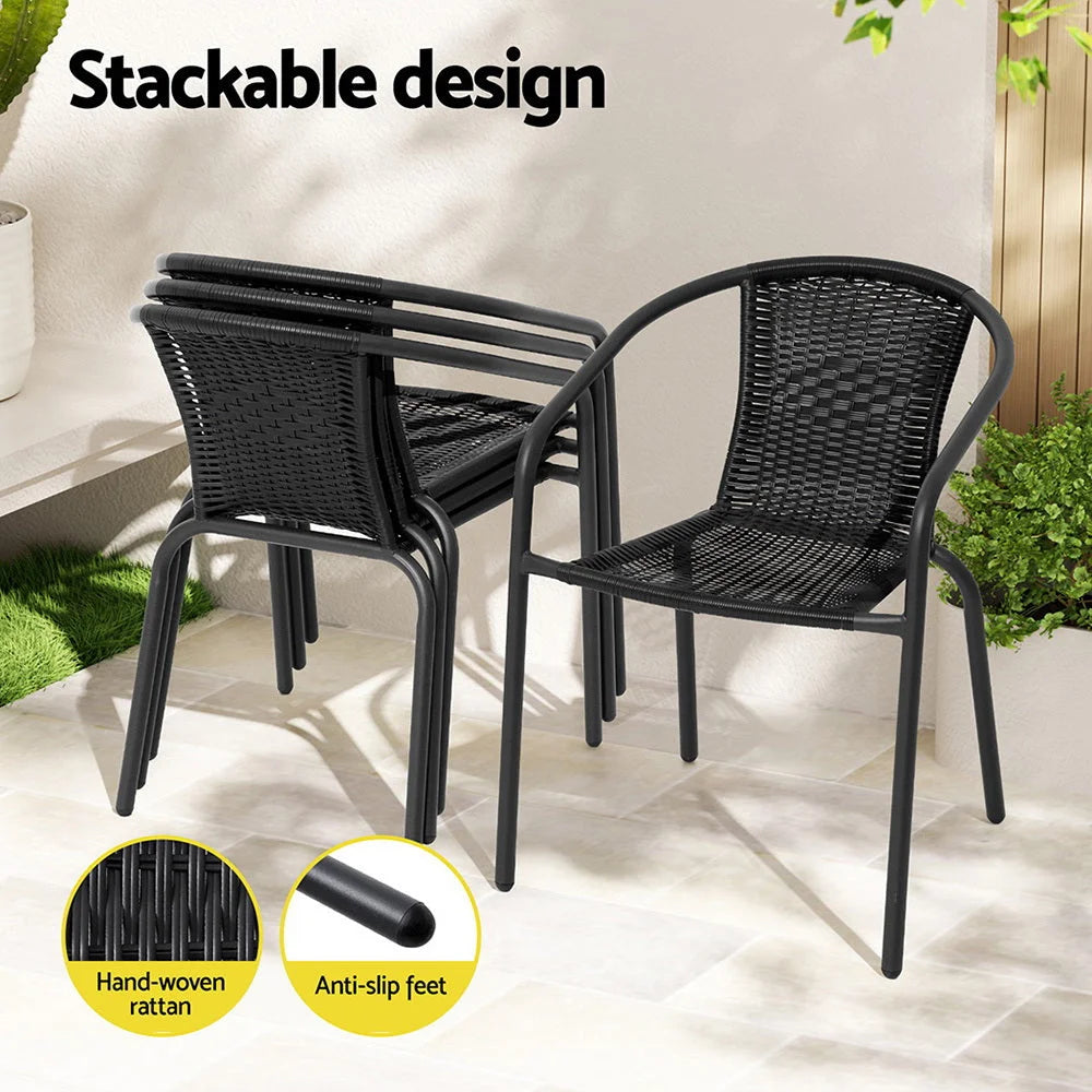 Outdoor Dining Set 5-Piece Steel Stackable Chairs Table