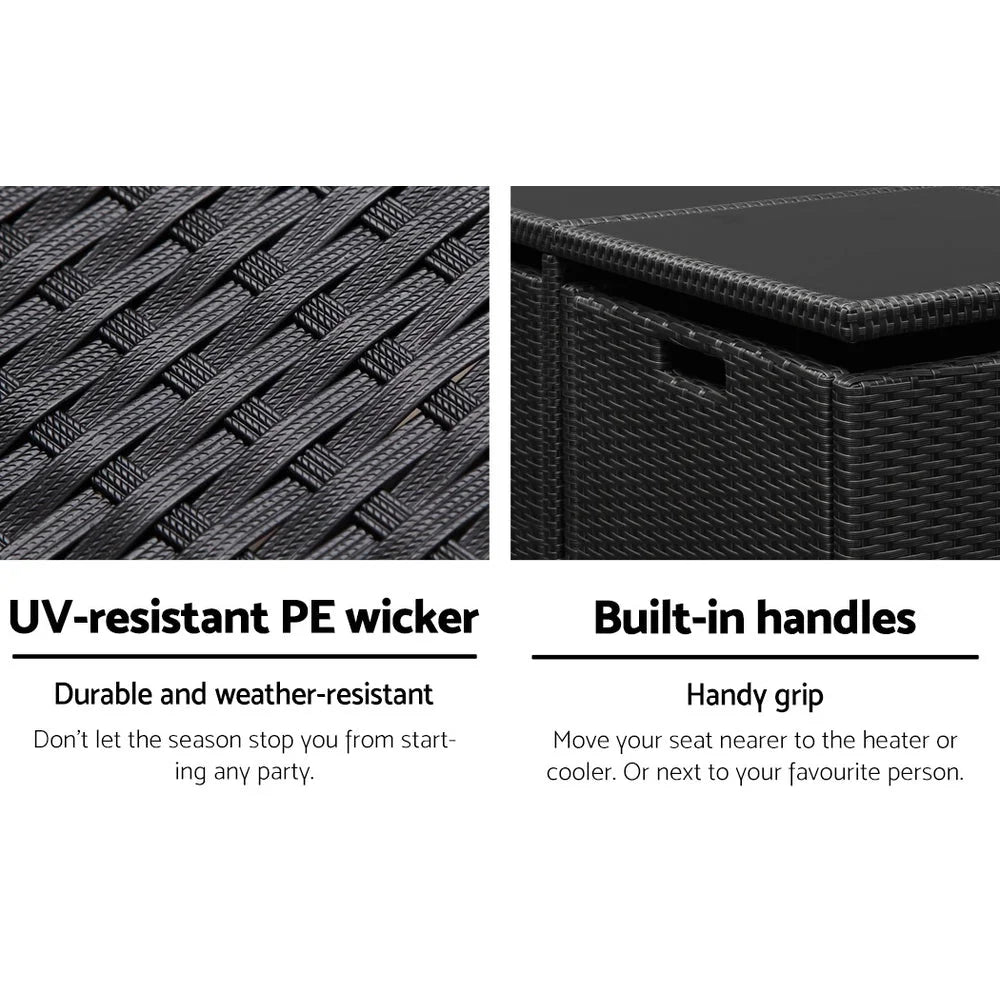 Outdoor Dining Set 5 Piece Wicker - Black - Outdoor