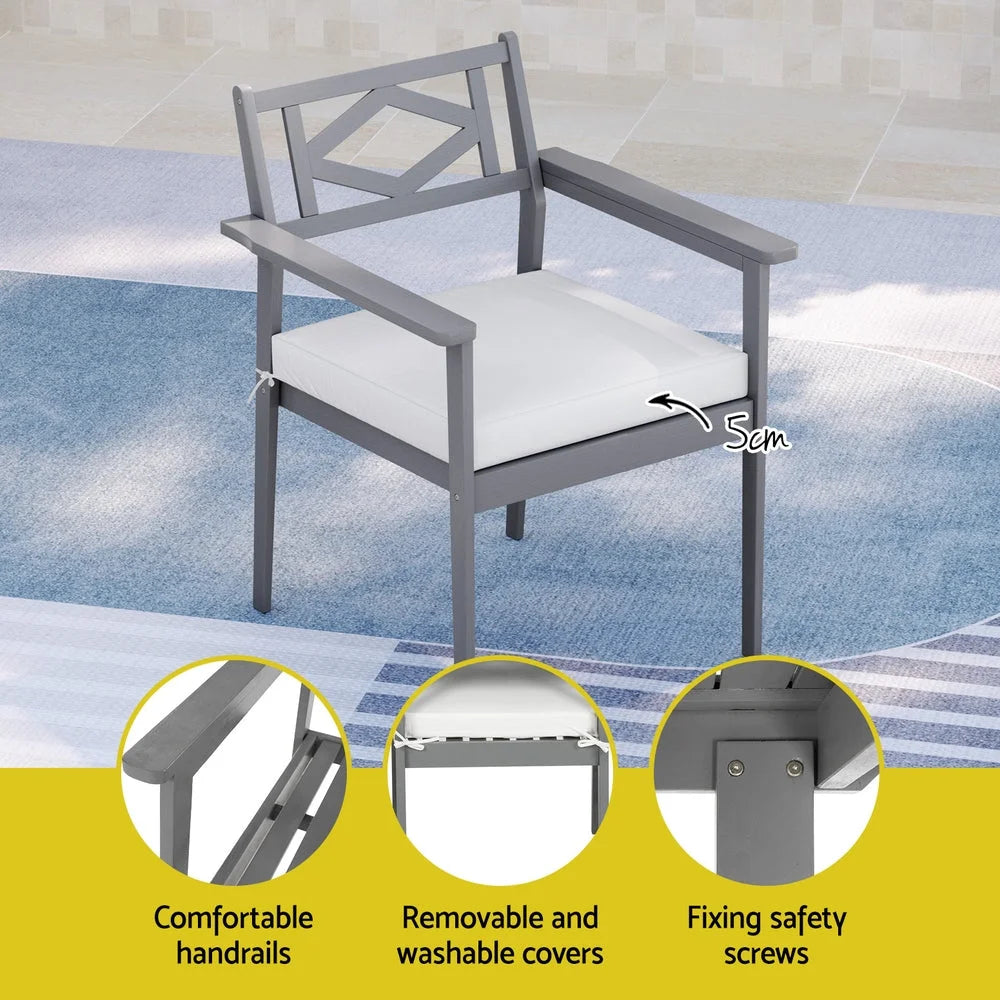 Outdoor Dining Set 5-Piece Wooden Table Chairs Setting