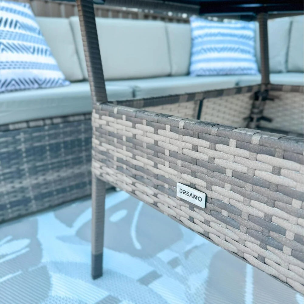 Outdoor Dining Set 8PC Wicker Table & Chairs - Grey