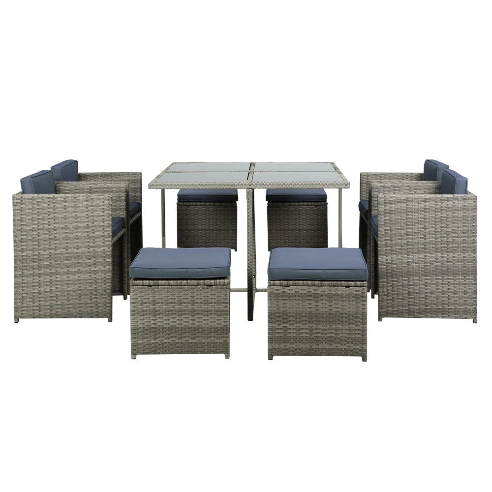 Outdoor Dining Set 9-Piece Wicker Table Chairs Setting