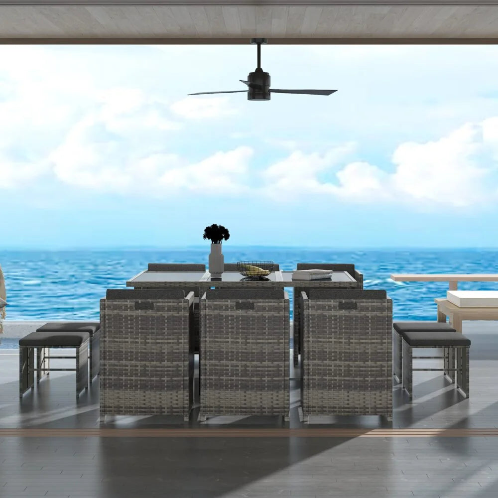 Outdoor Dining Set Bali 11PC - Grey