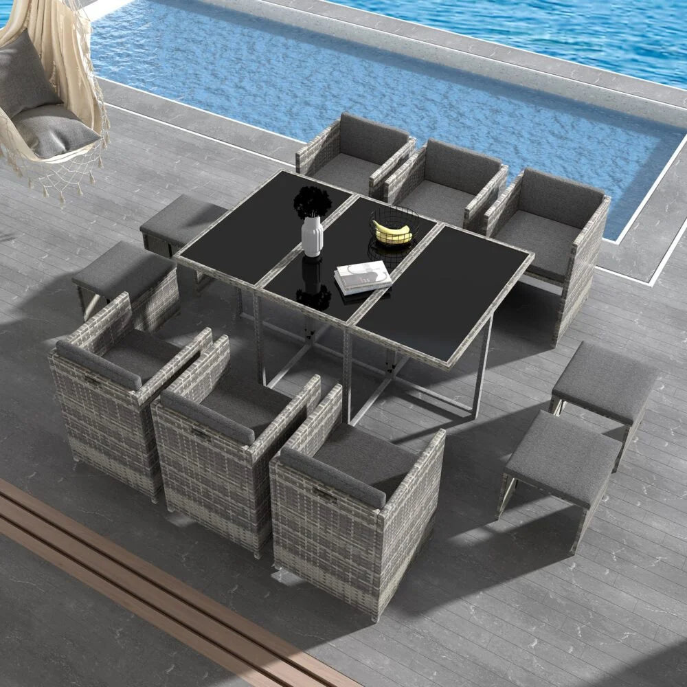 Outdoor Dining Set Bali 11PC - Grey