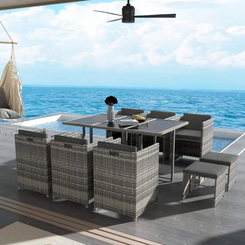 Outdoor Dining Set Bali 11PC - Grey