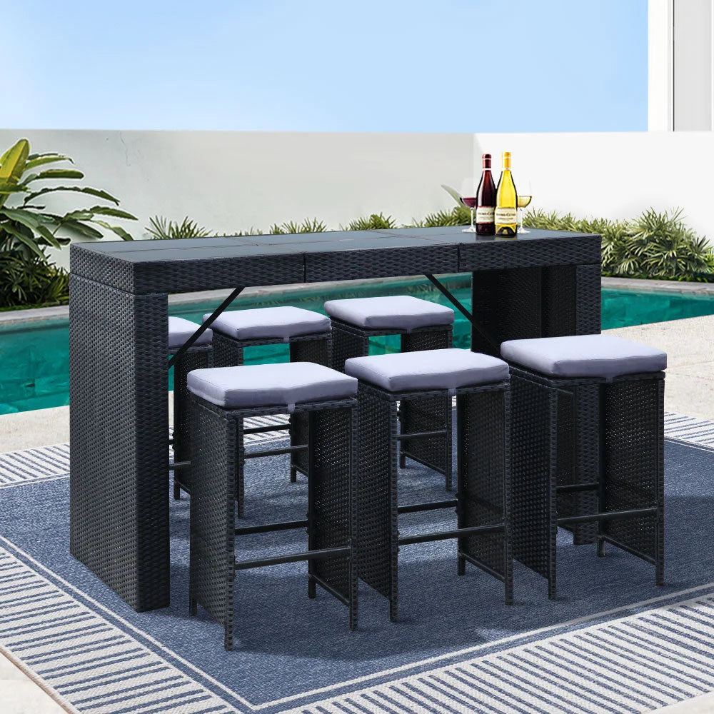 Outdoor Dining Table Set 7 Piece - Black - Outdoor