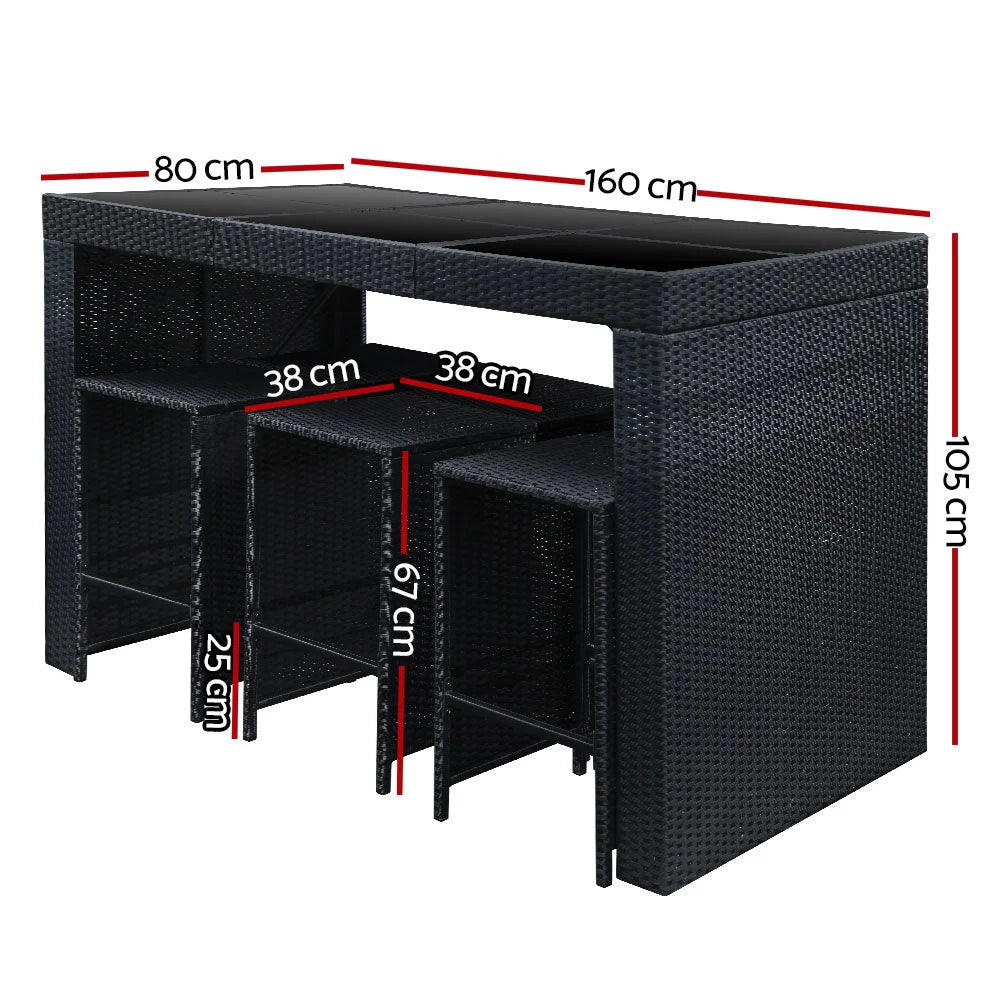 Outdoor Dining Table Set 7 Piece - Black - Outdoor