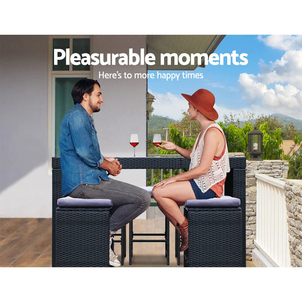 Outdoor Dining Table Set 7 Piece - Black - Outdoor