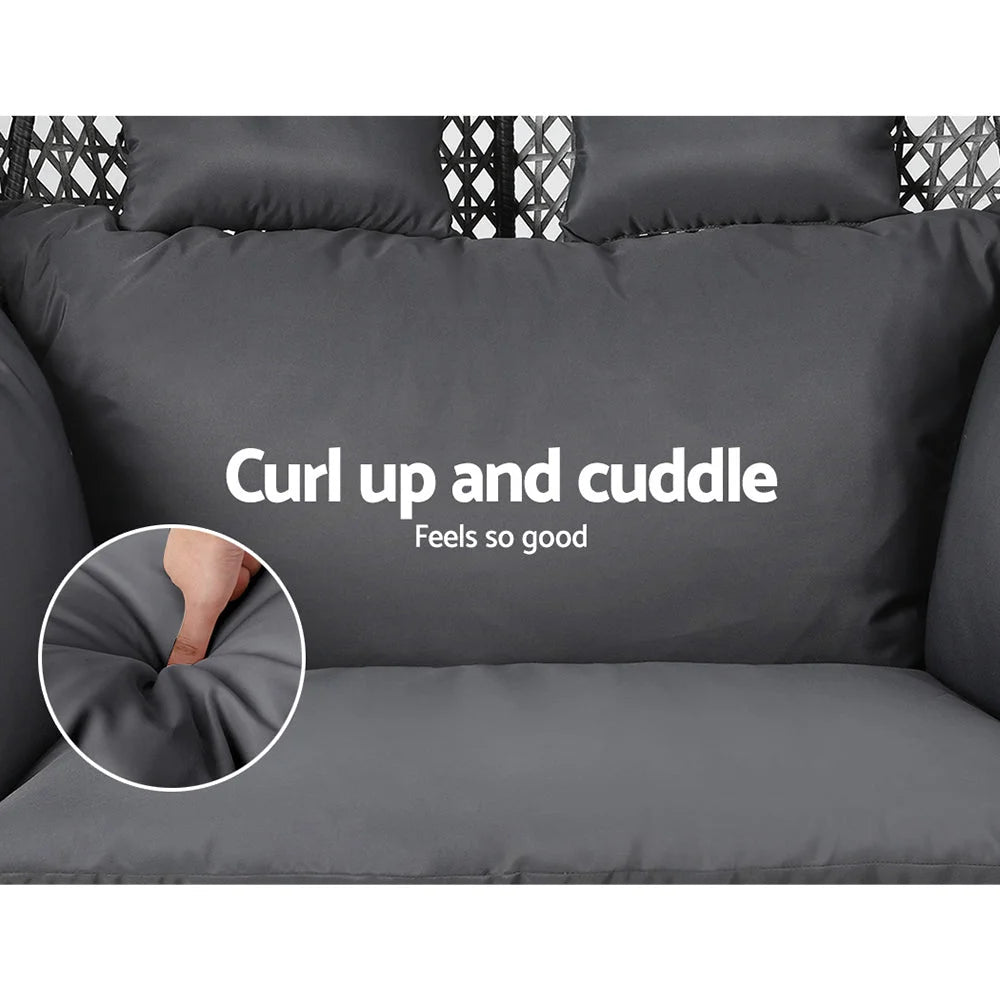 Outdoor Egg Swing Chair Hanging Pod Wicker Cushion 2-Person