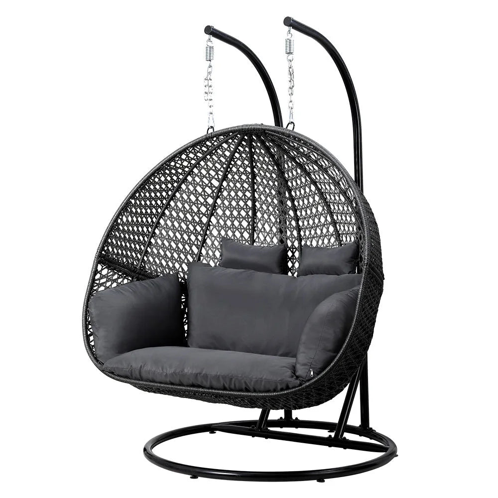 Outdoor Egg Swing Chair Hanging Pod Wicker Cushion 2-Person