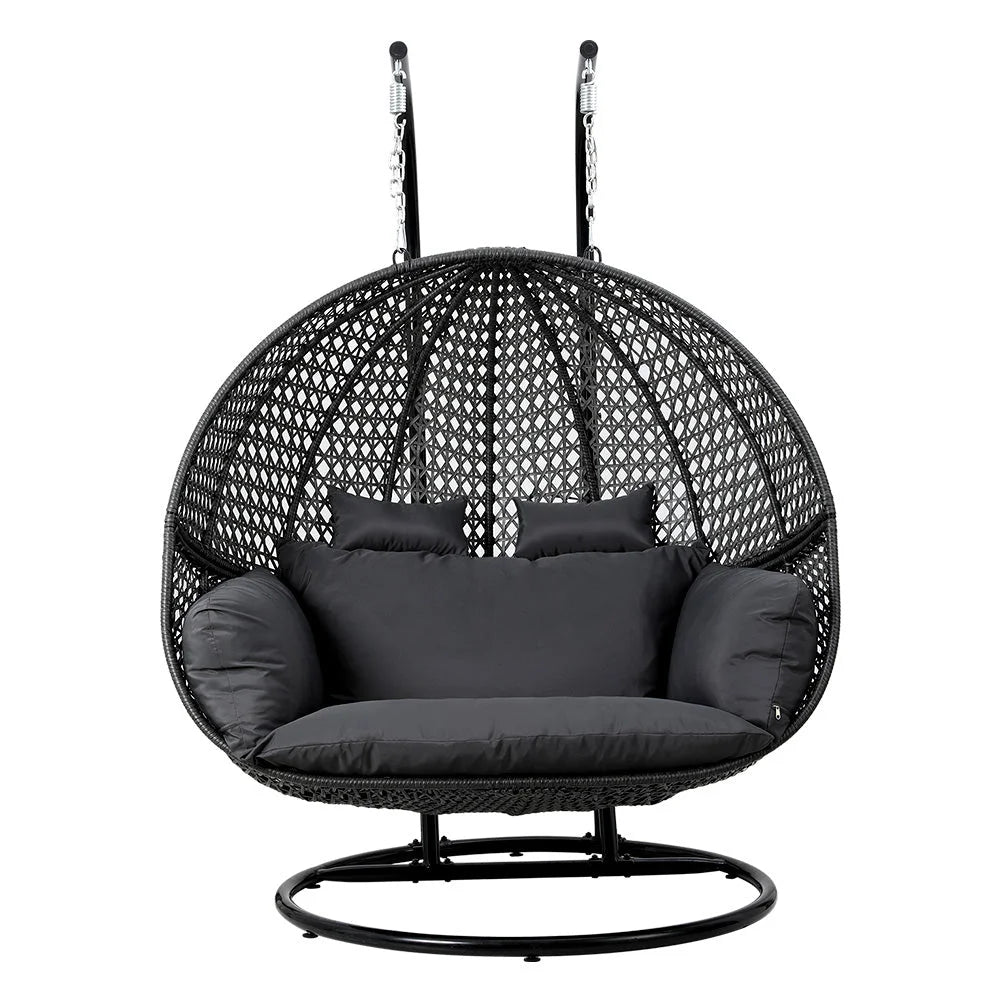 Outdoor Egg Swing Chair Hanging Pod Wicker Cushion 2-Person