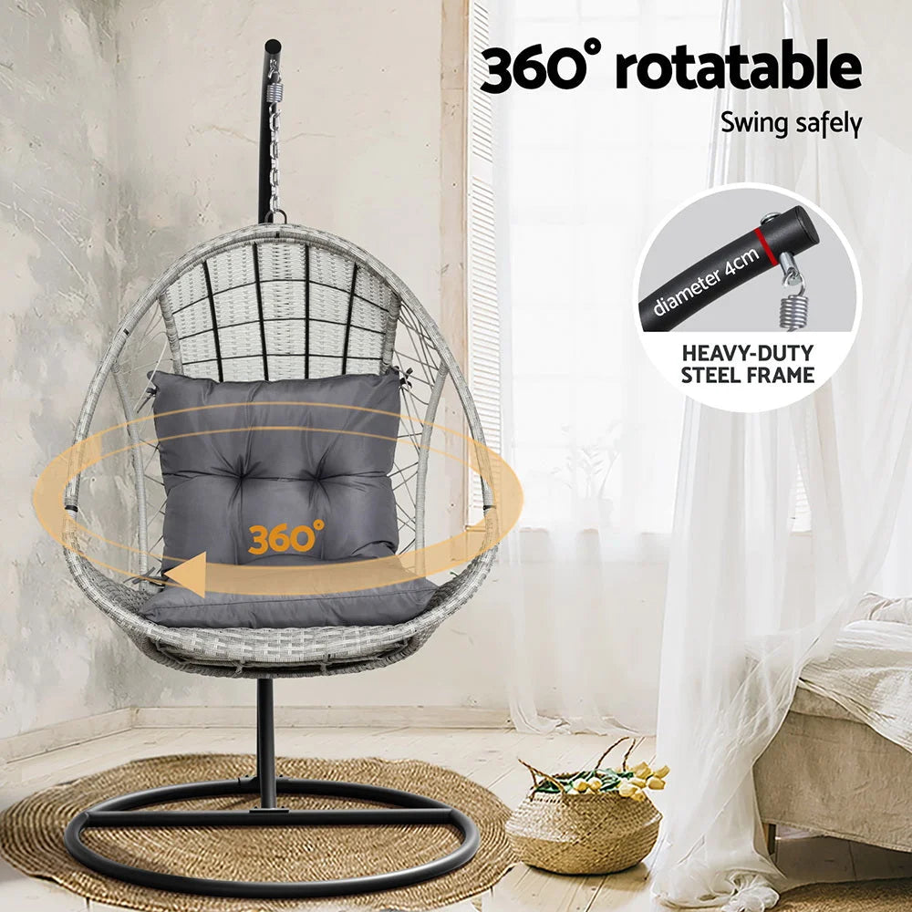 Outdoor Egg Swing Chair Wicker Furniture Pod Stand