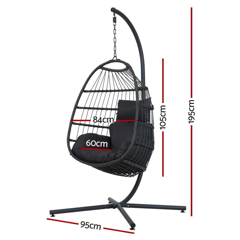 Outdoor Egg Swing Chair Wicker Rope Furniture Pod Stand