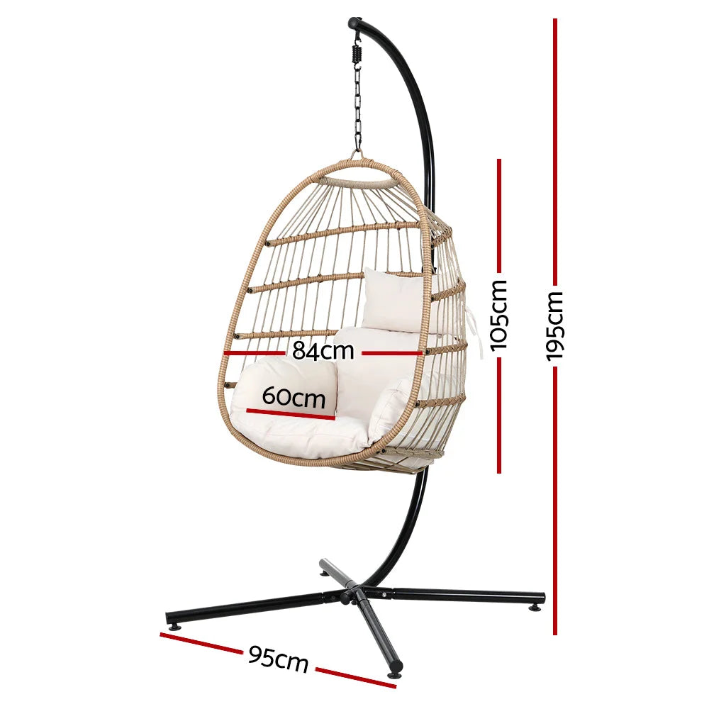 Outdoor Egg Swing Chair Wicker Rope Furniture Pod Stand