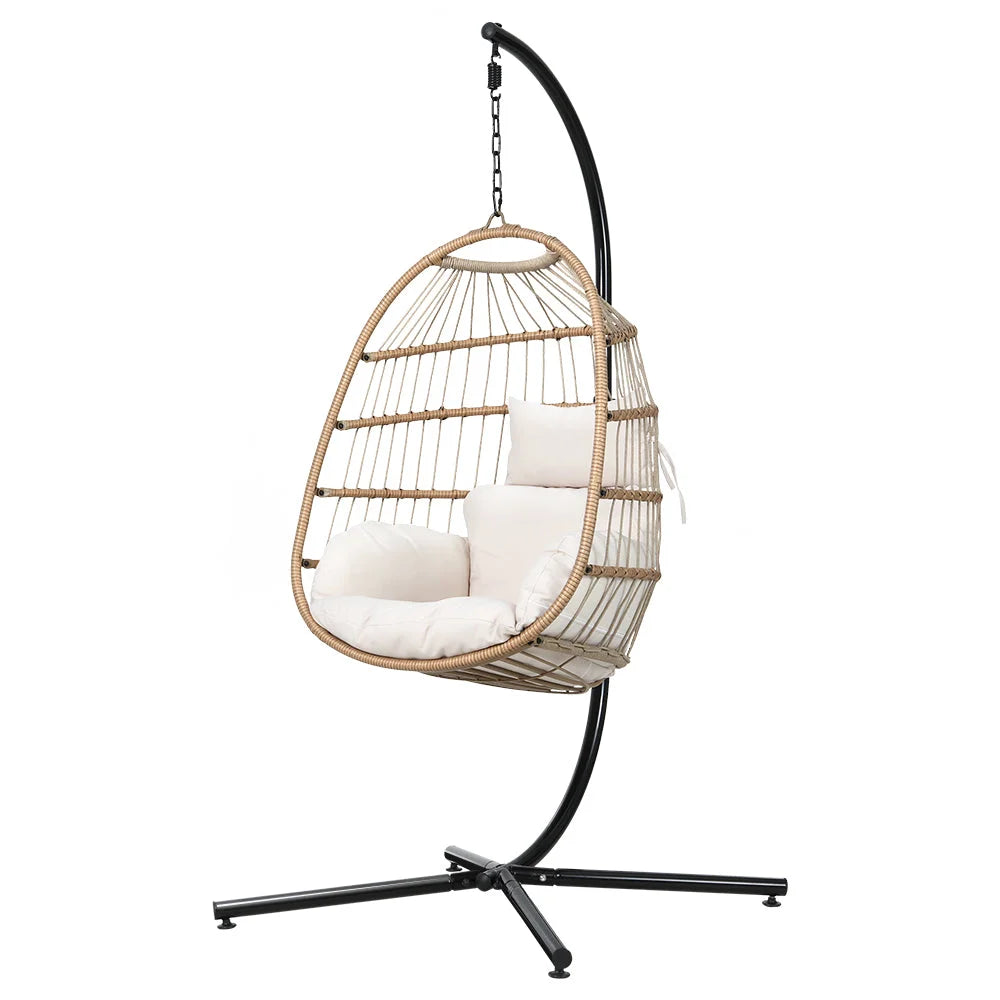 Outdoor Egg Swing Chair Wicker Rope Furniture Pod Stand