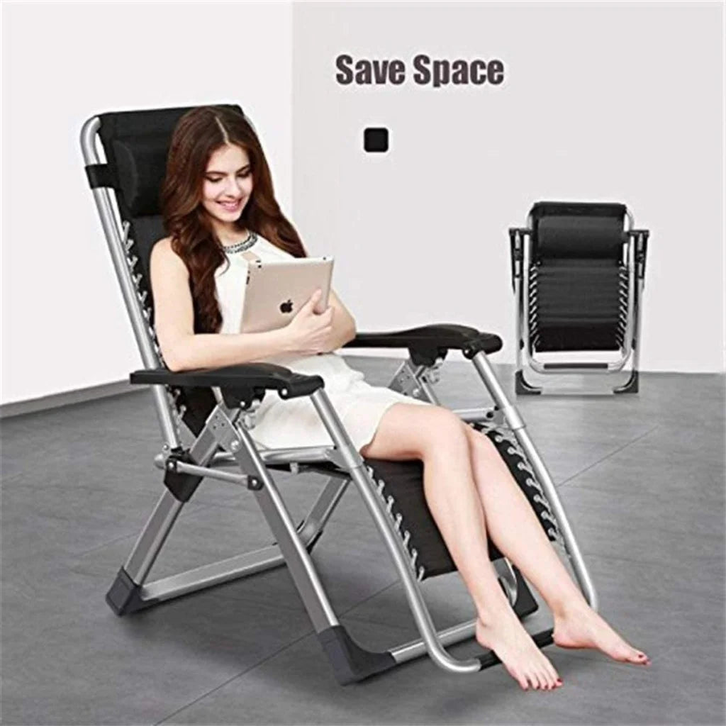 Outdoor Folding Reclining Garden Beach Chair Kingsize Sun