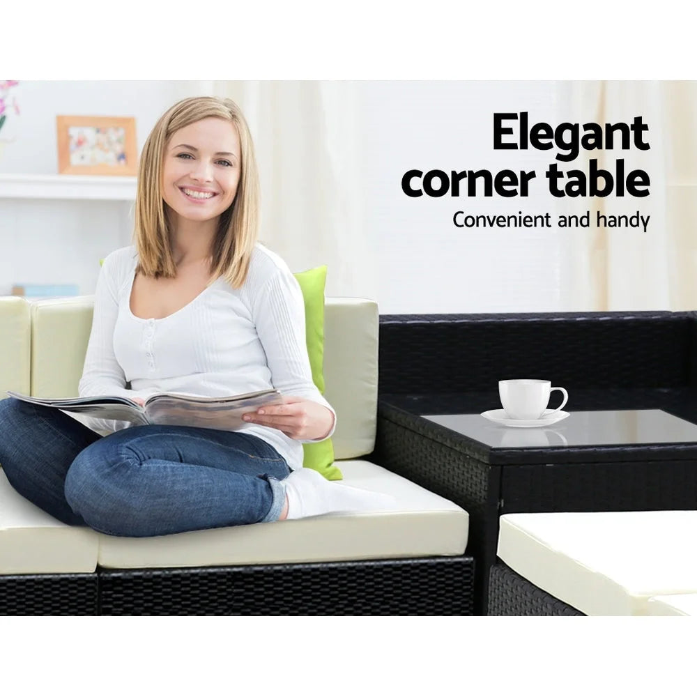 Outdoor Furniture 11PC Sofa Set with Storage Cover Wicker
