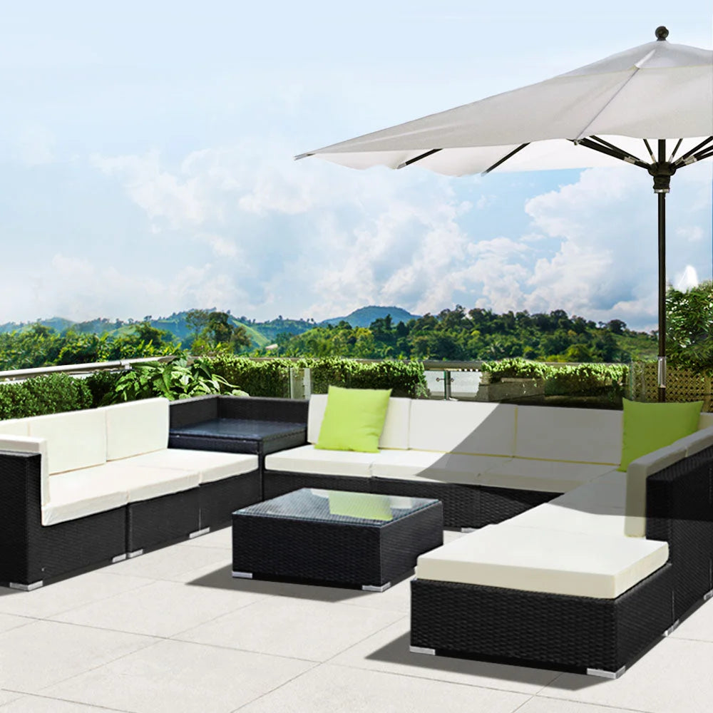 Outdoor Furniture 12PC Sofa Set with Storage Cover Wicker