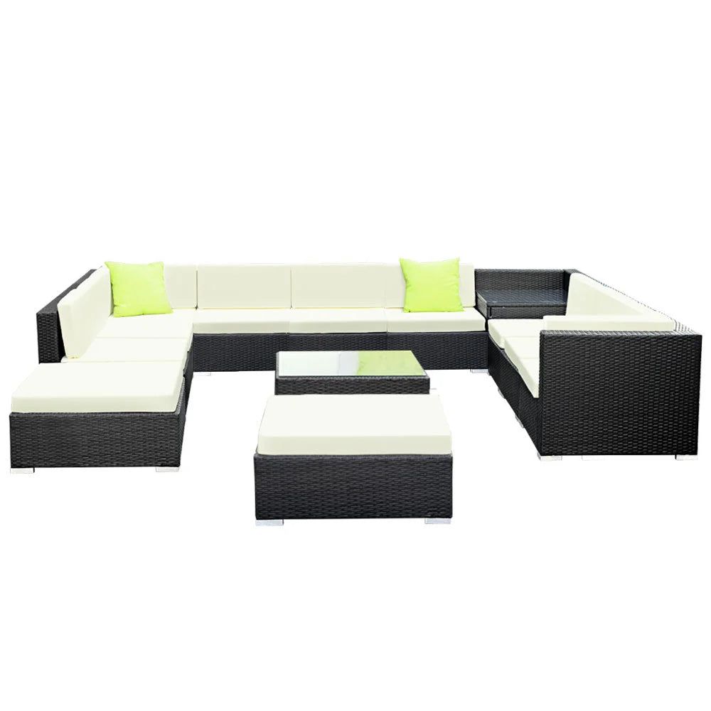Outdoor Furniture 13PC Sofa Set with Storage Cover Wicker