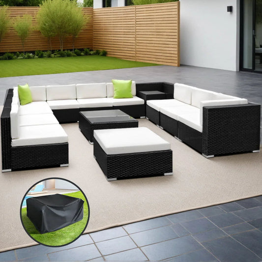 Outdoor Furniture 13PC Sofa Set with Storage Cover Wicker