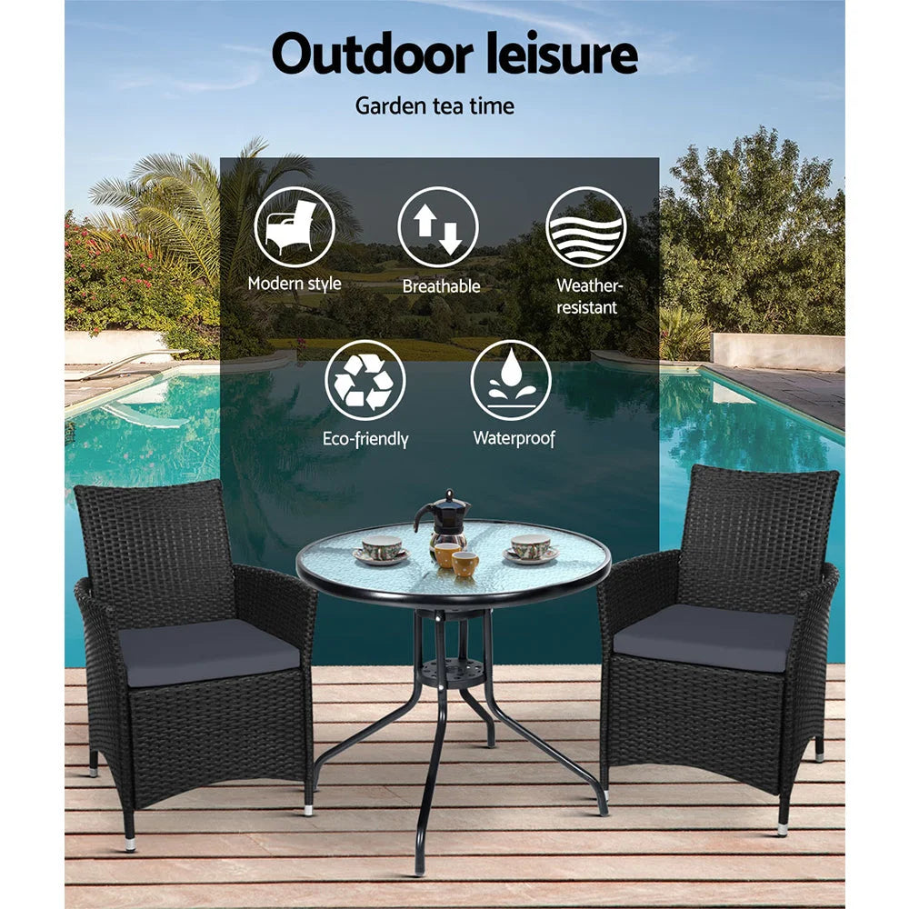 Outdoor Furniture Bistro Dining Chair Table Wicker Patio