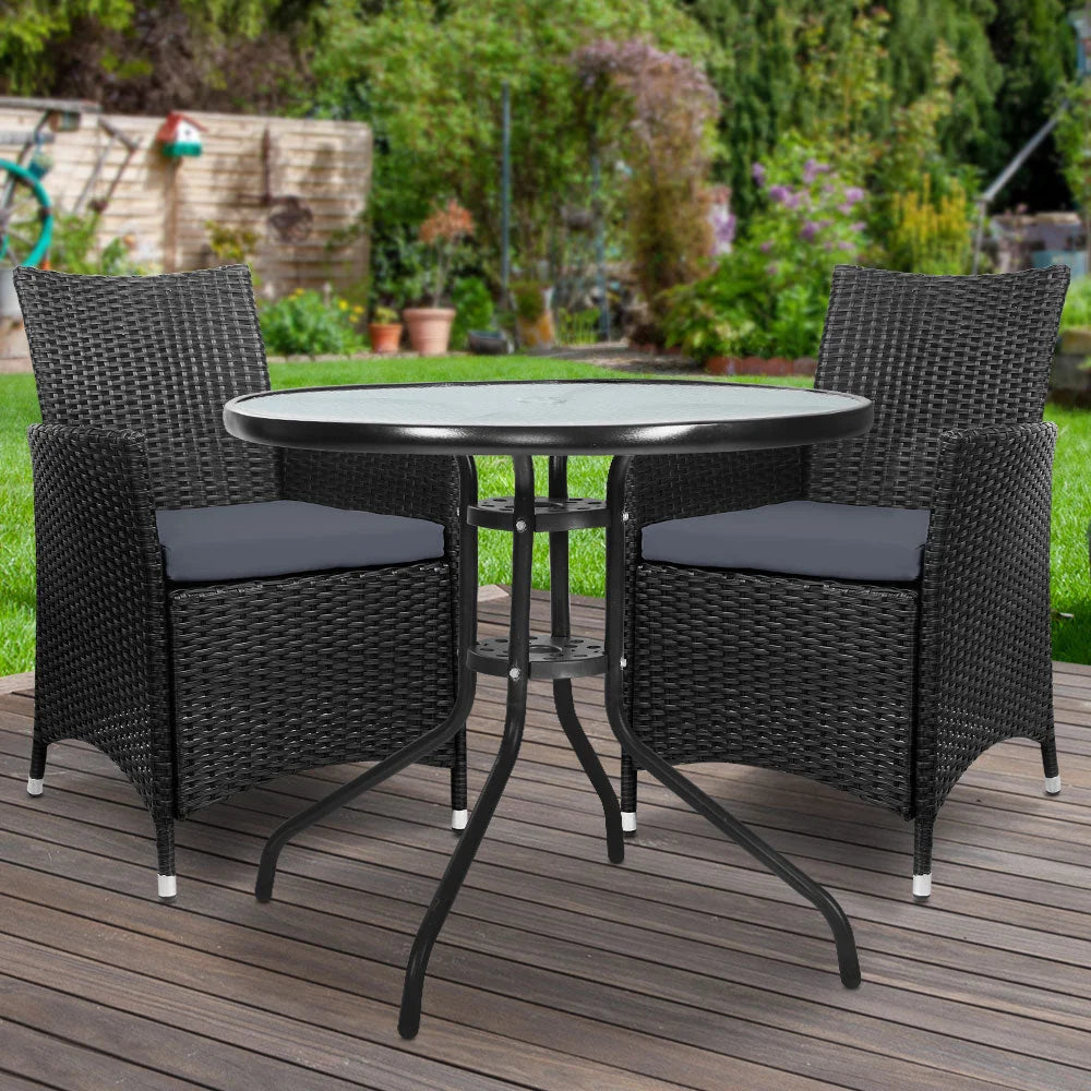 Outdoor Furniture Bistro Dining Chair Table Wicker Patio