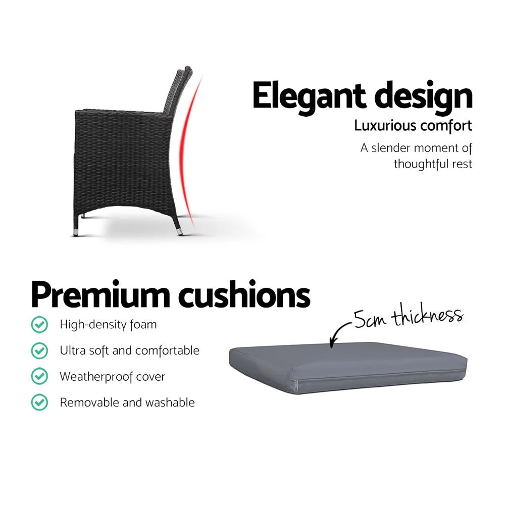 Outdoor Furniture Bistro Dining Chair Table Wicker Patio