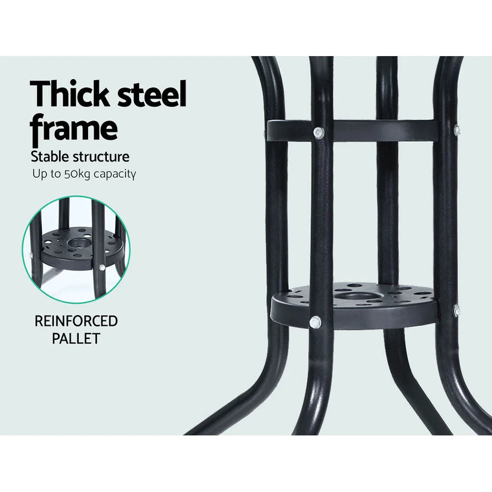 Black wicker outdoor sofa set with corner chair and low table pieces