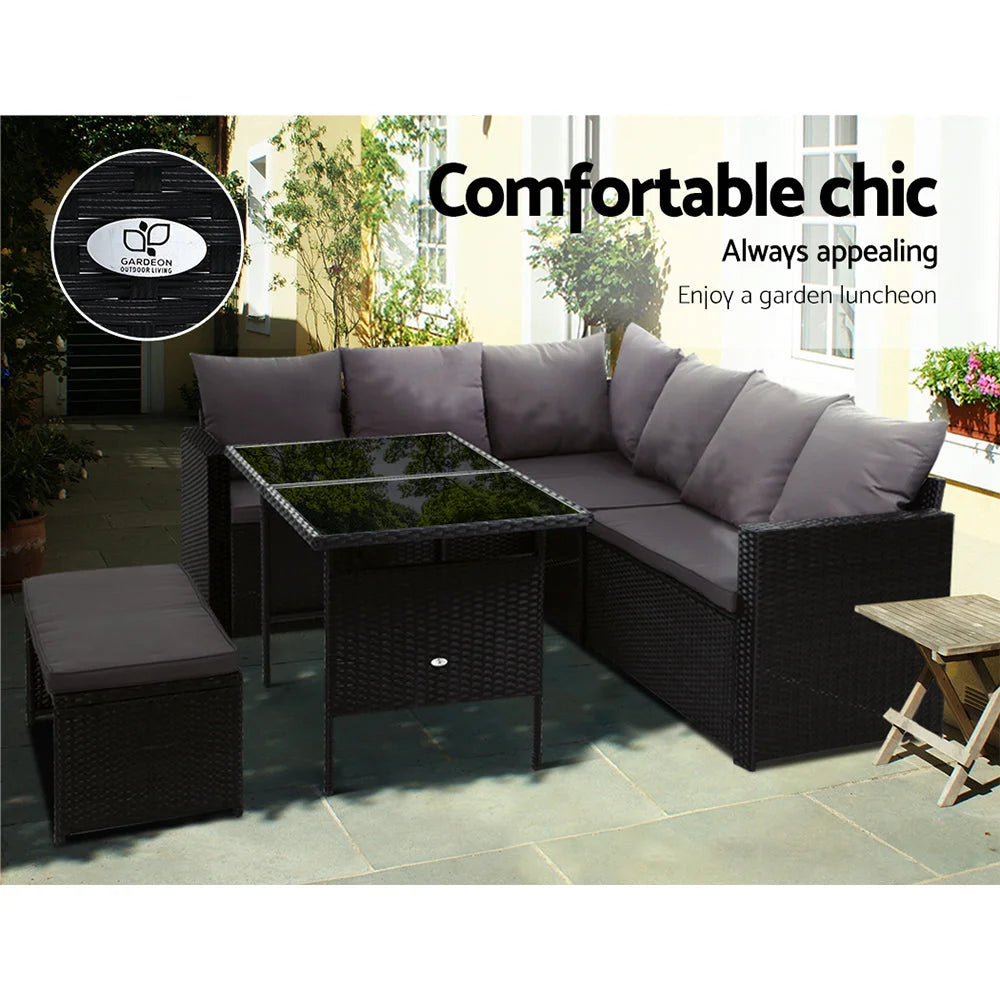 Outdoor sofa set with cover fabric and edge stitching
