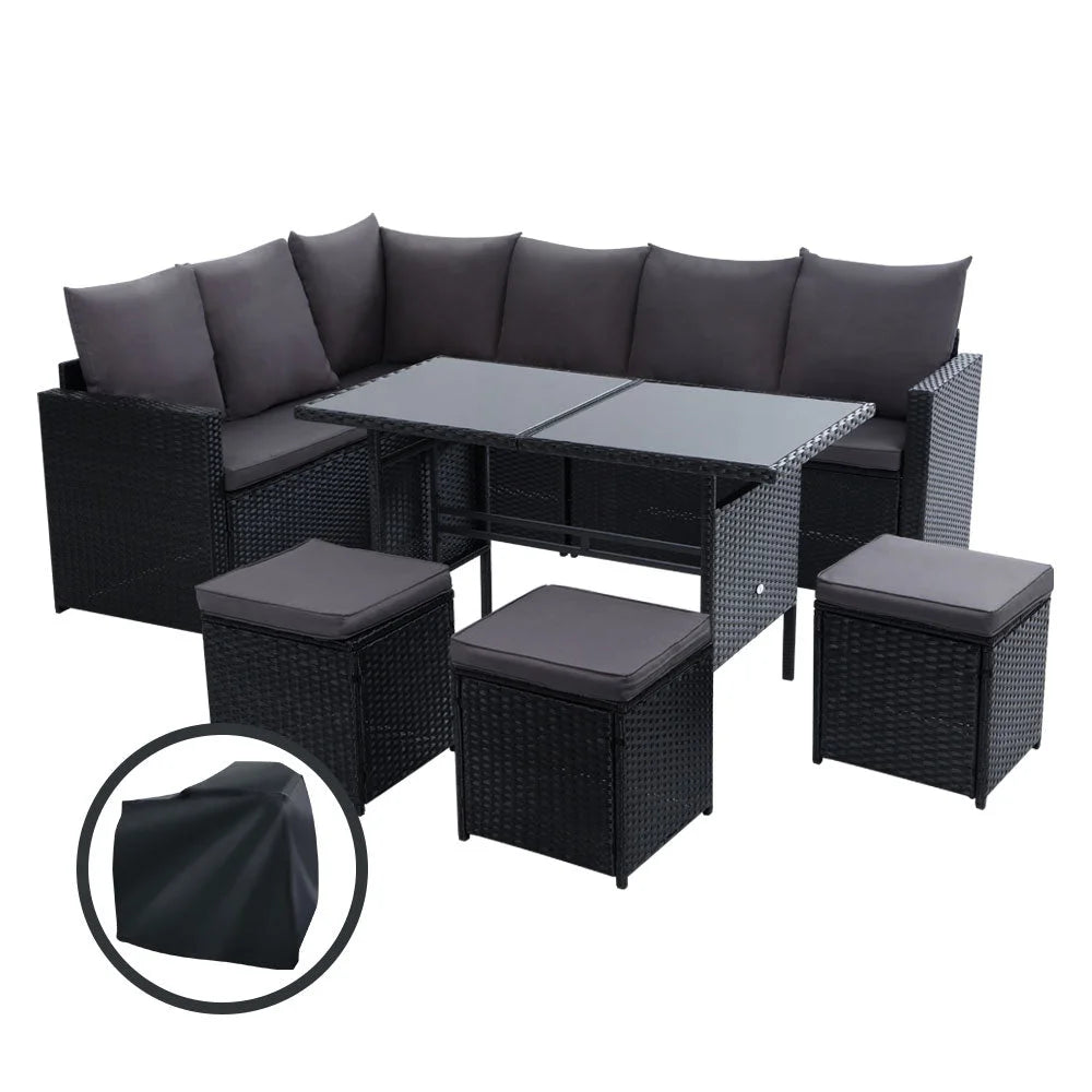 Outdoor Furniture Dining Setting Sofa Set Wicker 9 Seater